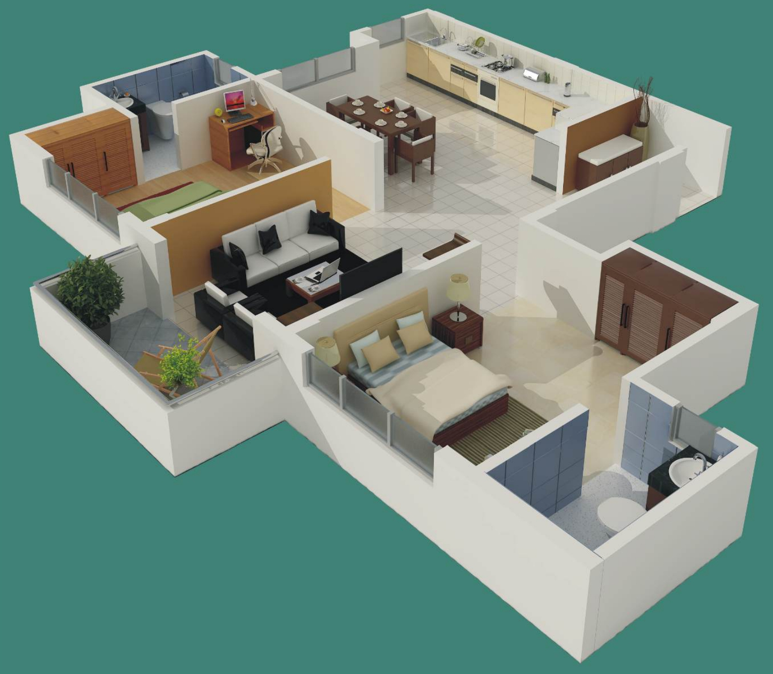3DFloorPlan of Srinivasa Sai Poorna Luxuria