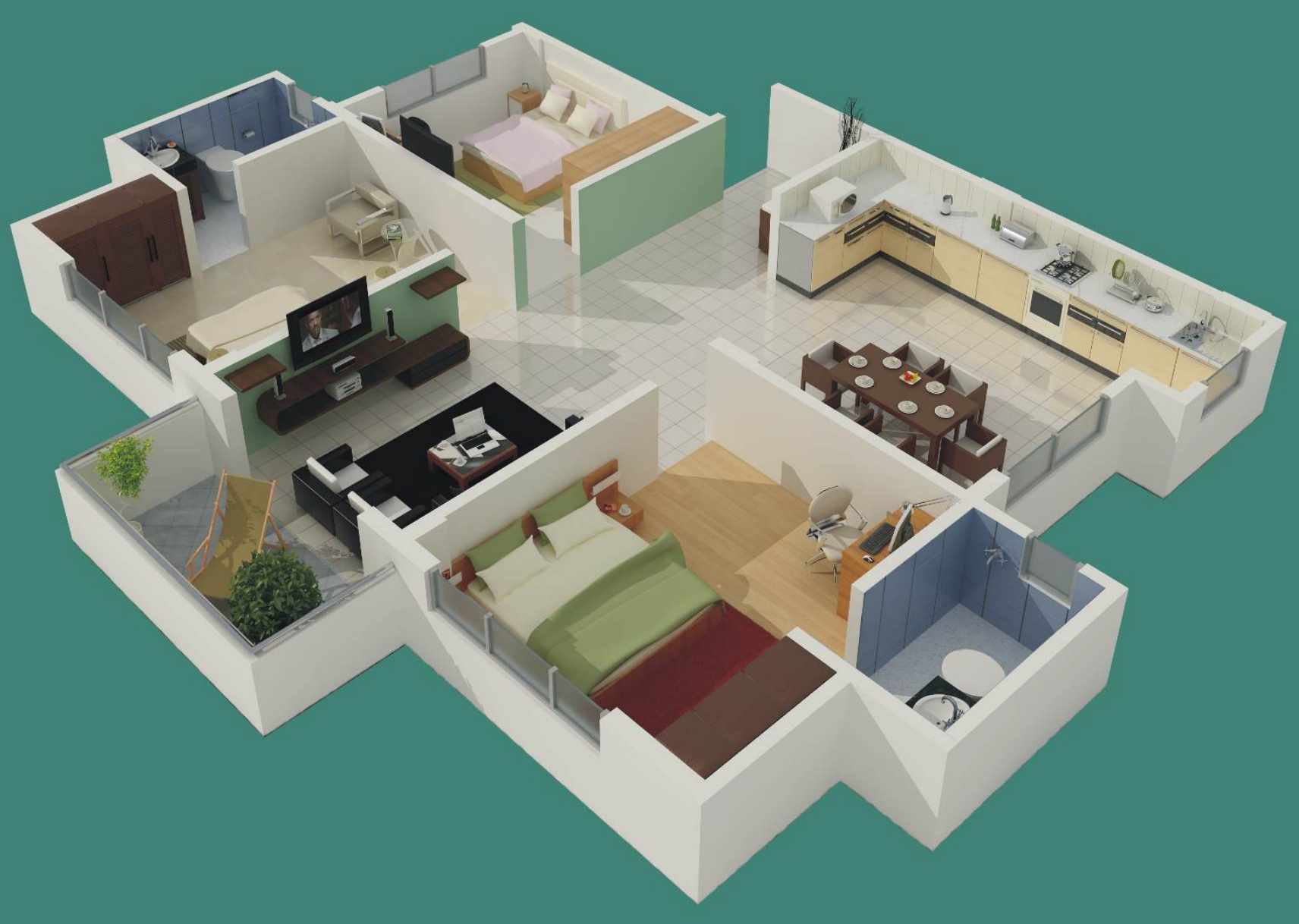 3DFloorPlan of Srinivasa Sai Poorna Luxuria