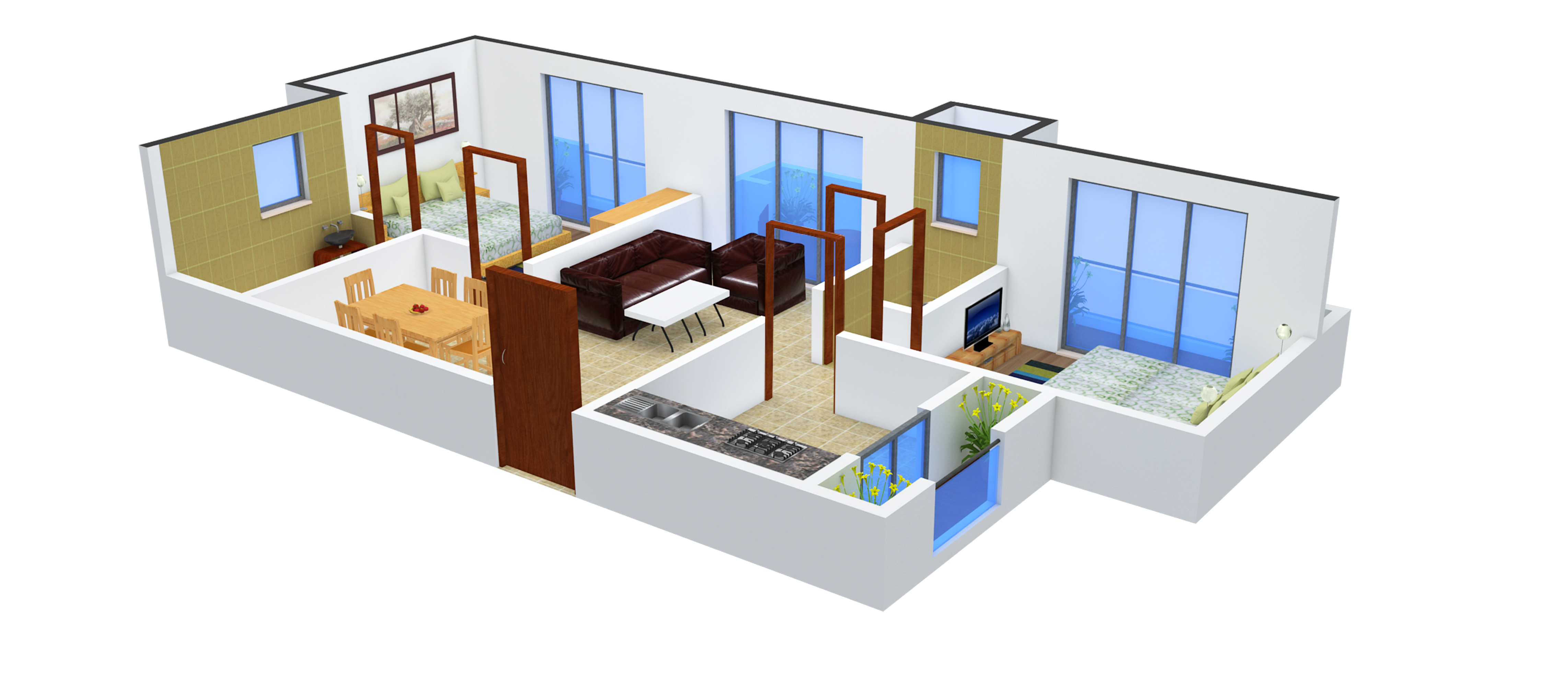 3DFloorPlan of Tejas Ganpat Apartment