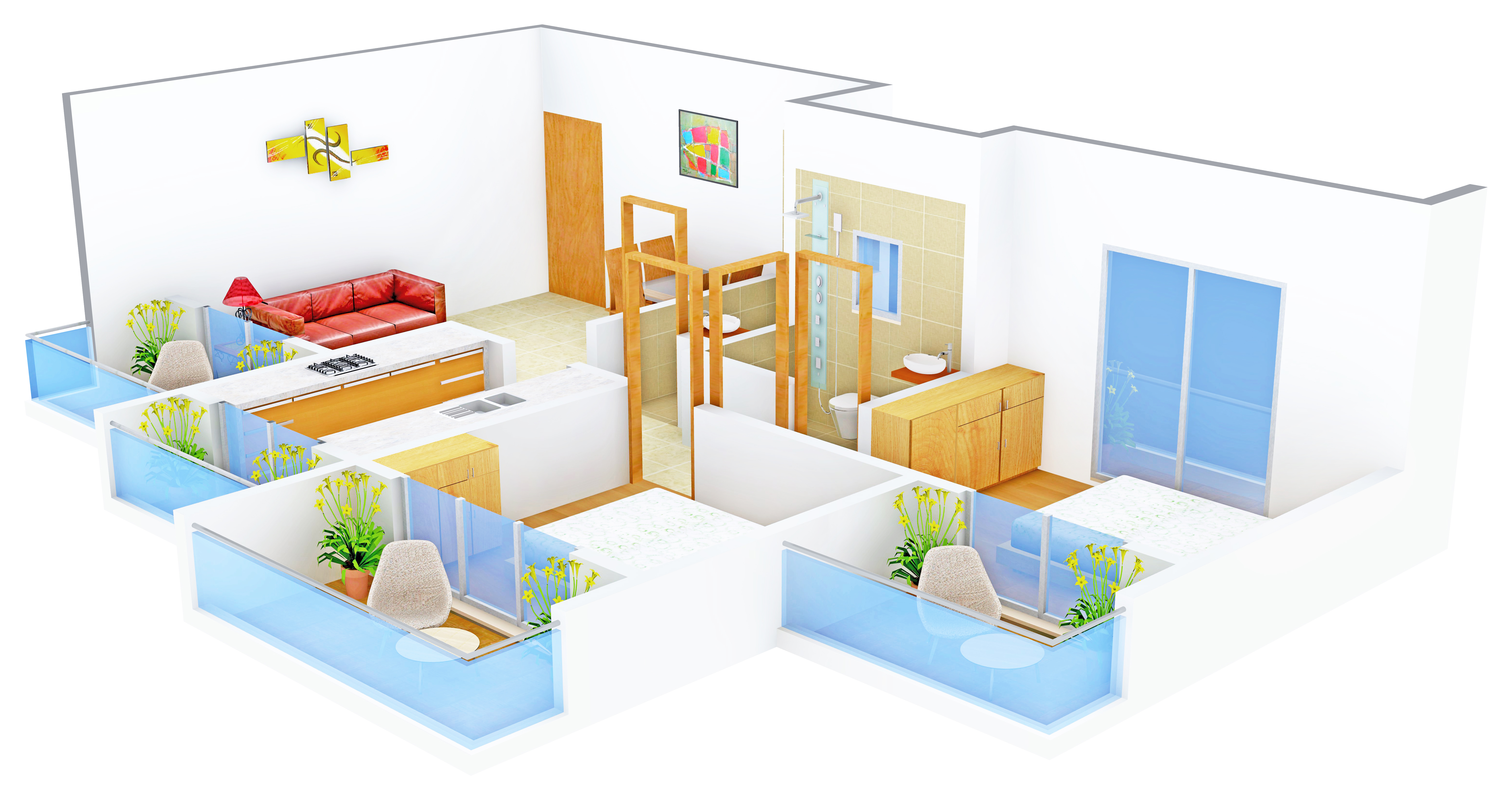 3DFloorPlan of Home Prathamesh Home