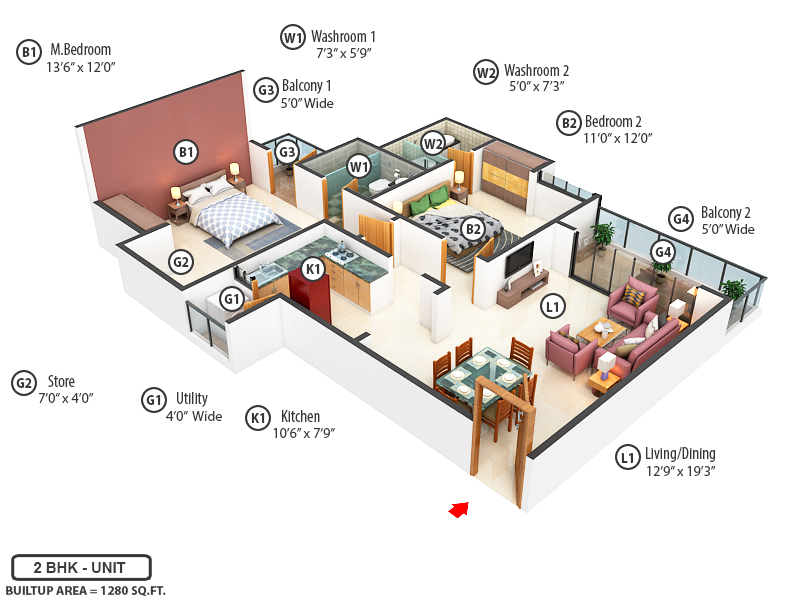 3DFloorPlan of SVP Gulmohur Greens