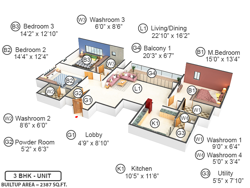 3DFloorPlan of Prestige Spencer Heights