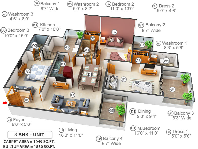 3DFloorPlan of Gaurs Sports Wood