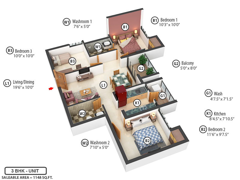 3DFloorPlan of Lancor Lumina