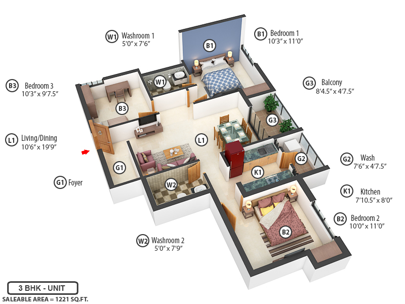 3DFloorPlan of Lancor Lumina