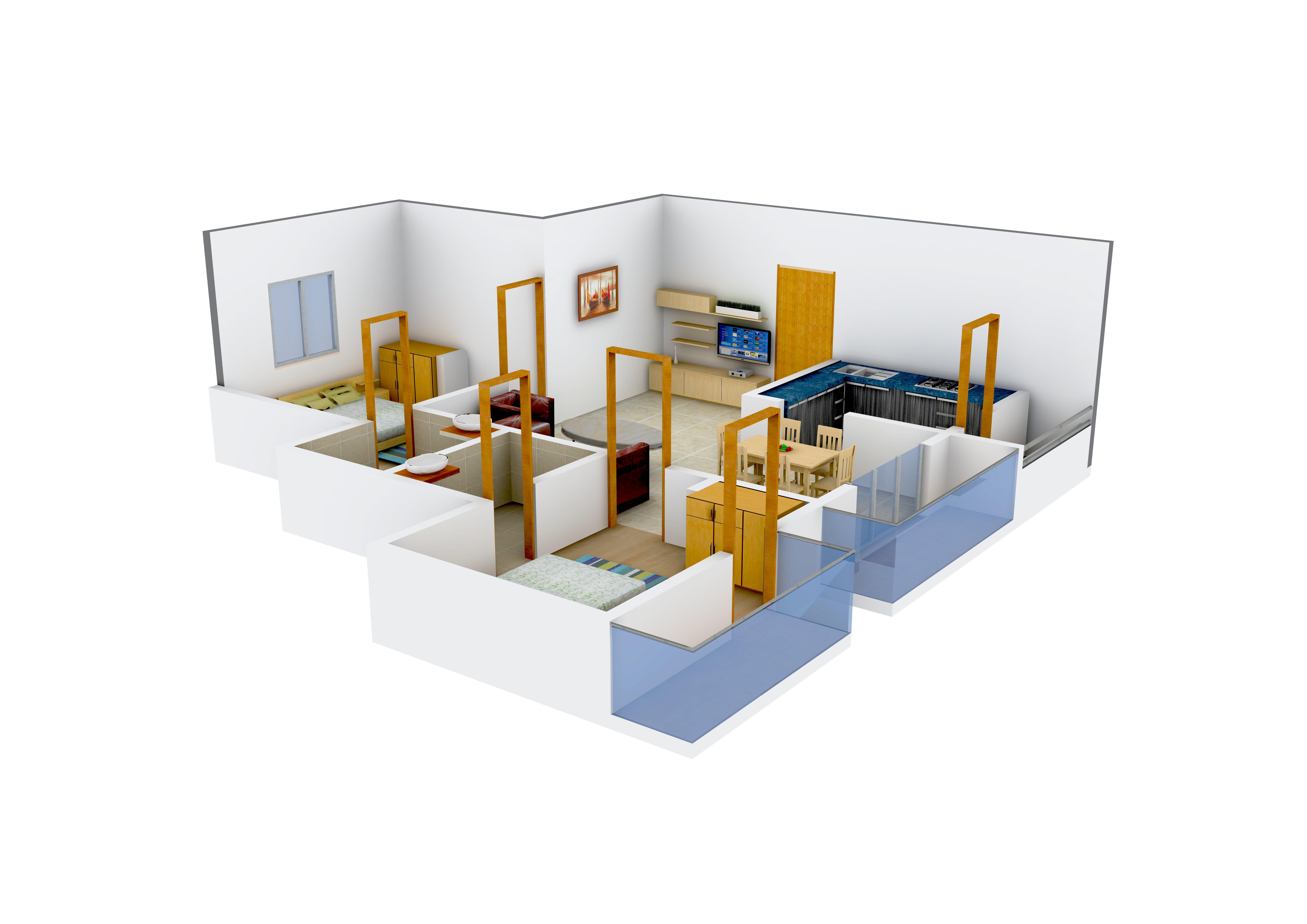 3DFloorPlan of Guru Sai Krupa