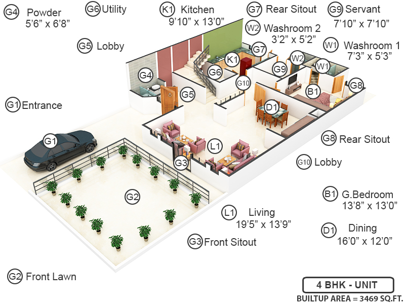 3DFloorPlan of Ansal Florence Marvel