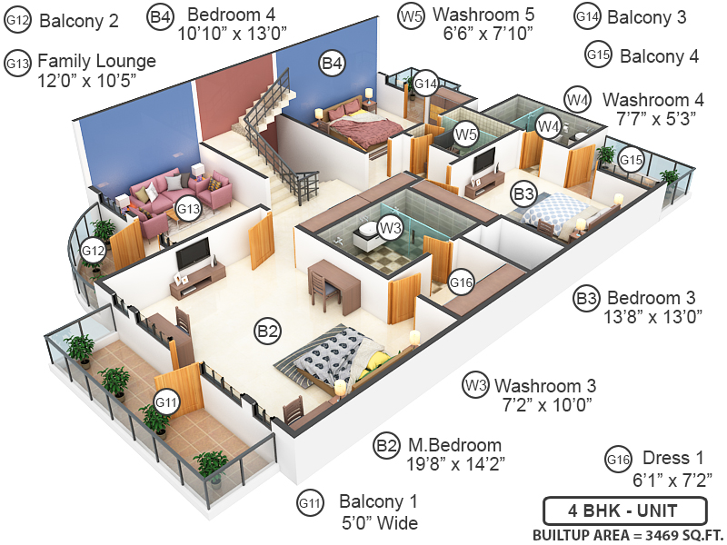 3DFloorPlan of Ansal Florence Marvel