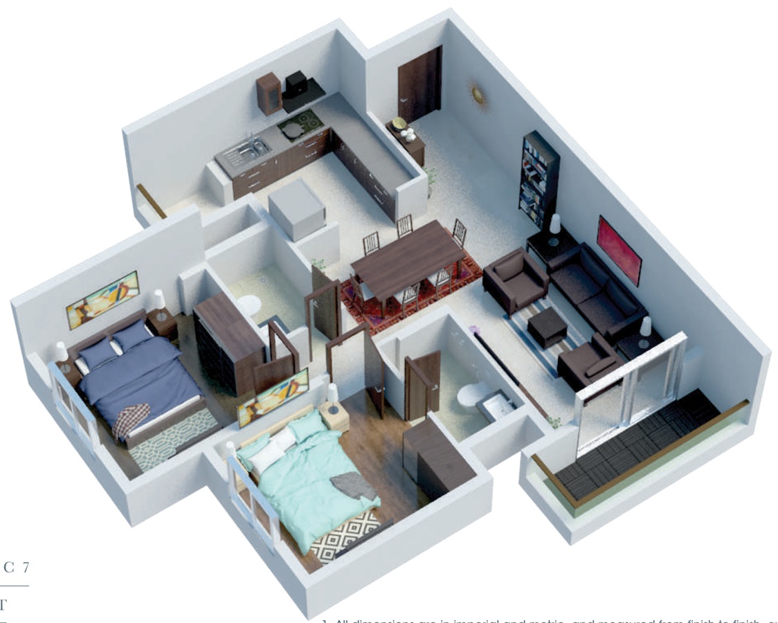 3DFloorPlan of Monarch Aqua