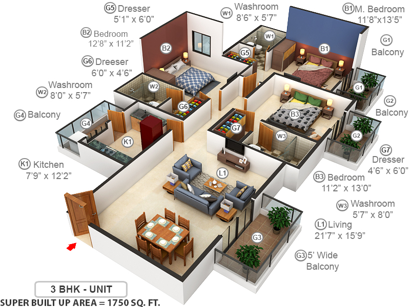 3DFloorPlan of ATS Pristine
