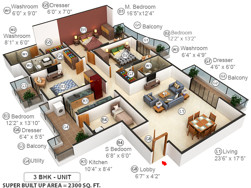 3DFloorPlan of ATS Pristine