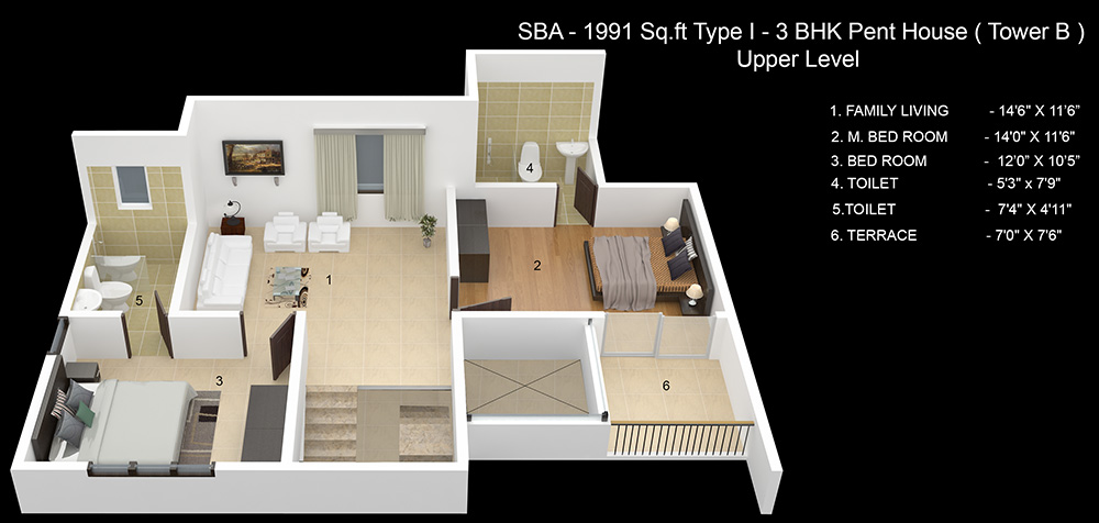 Upper Level Penthouse Plan