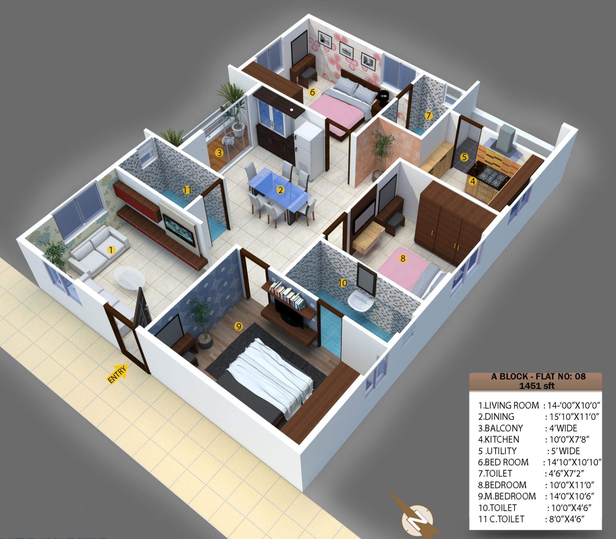 3DFloorPlan of DSR White Waters I