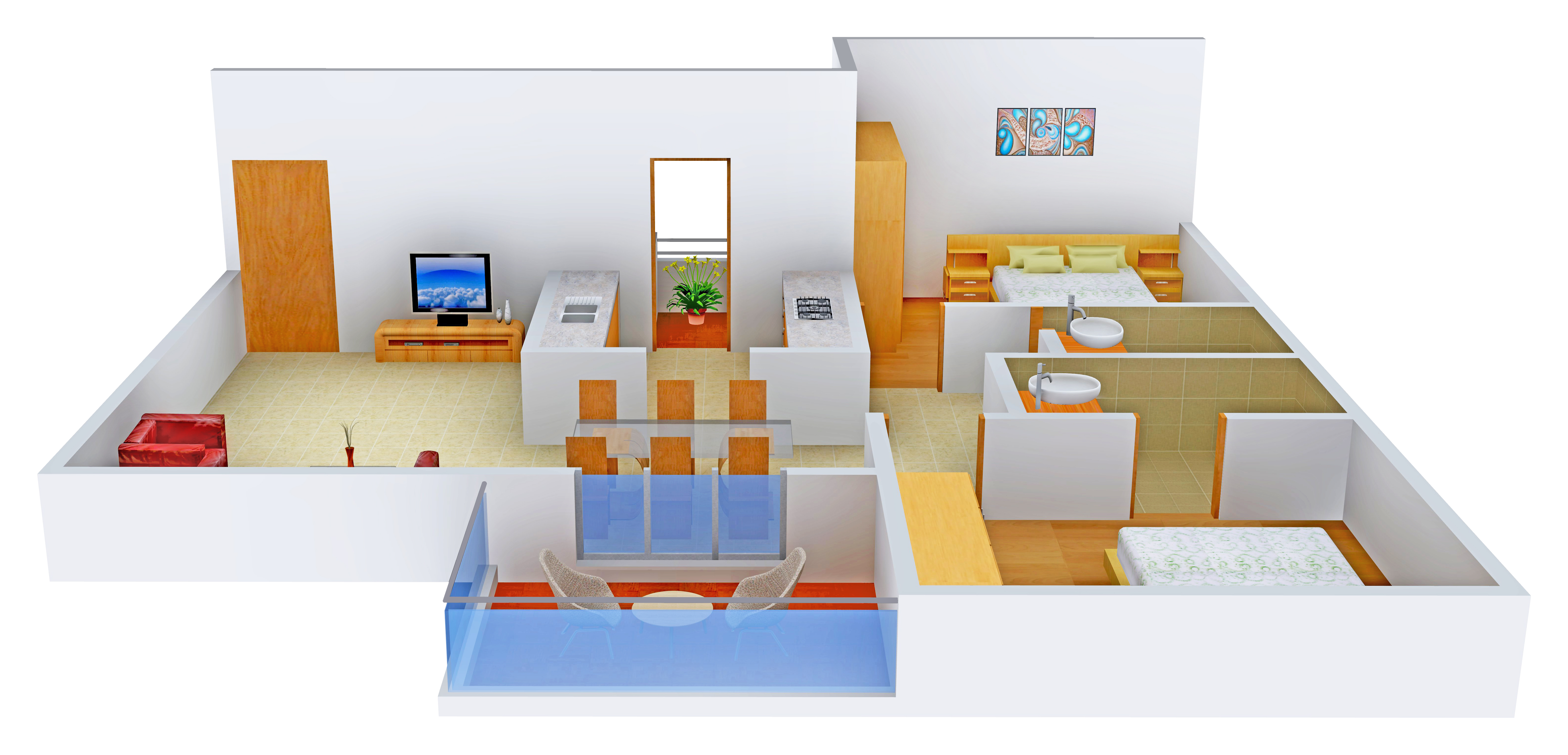 3DFloorPlan of Surana Saffron Avenue