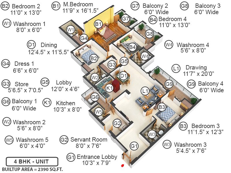 3DFloorPlan of Ramprastha The Edge Towers