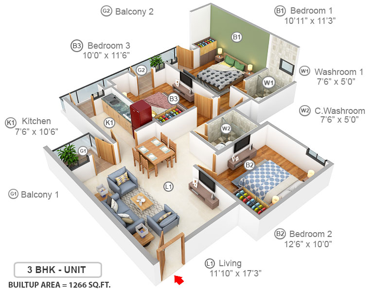 3DFloorPlan of KLJ Platinum Heights