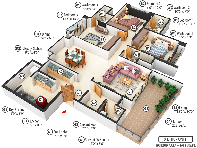 3DFloorPlan of Marvel Citrine