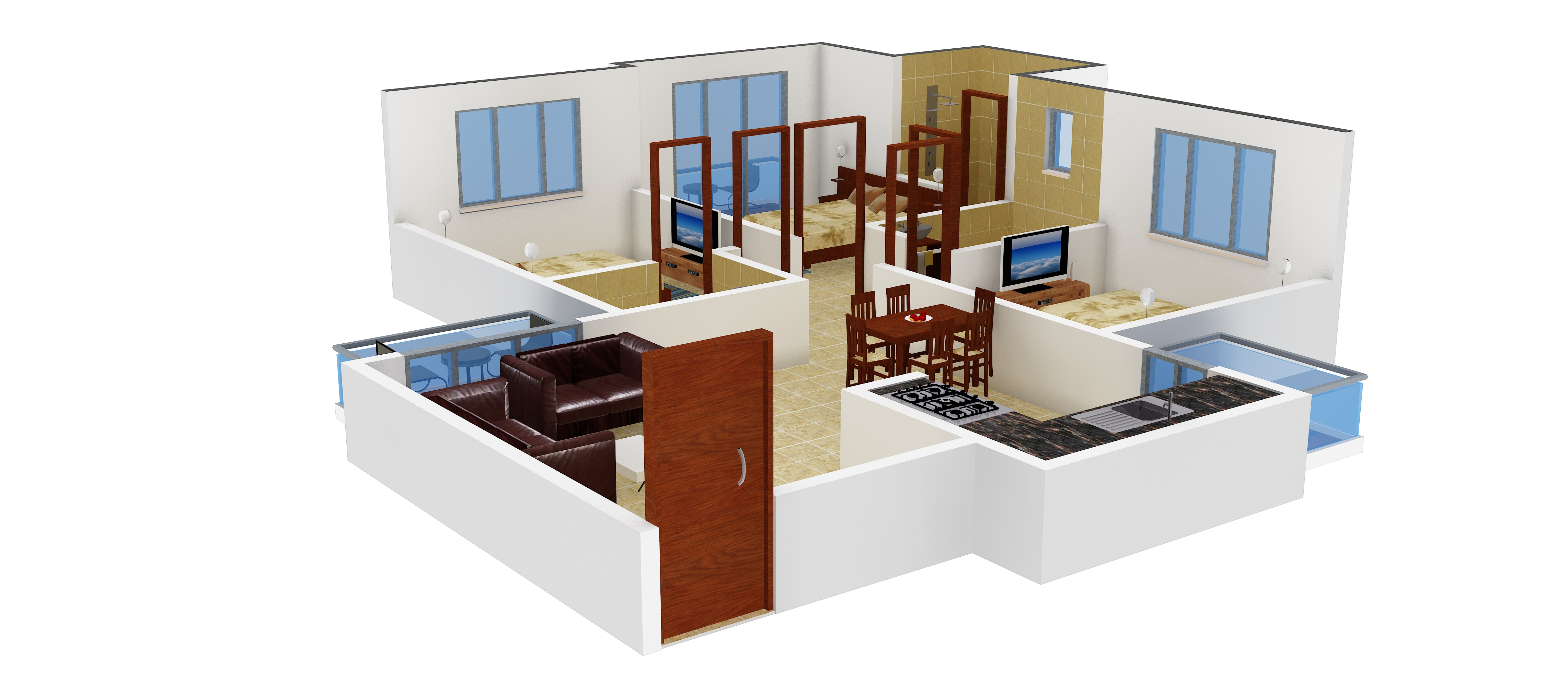 3DFloorPlan of Adel Landmarks Redwood Residency