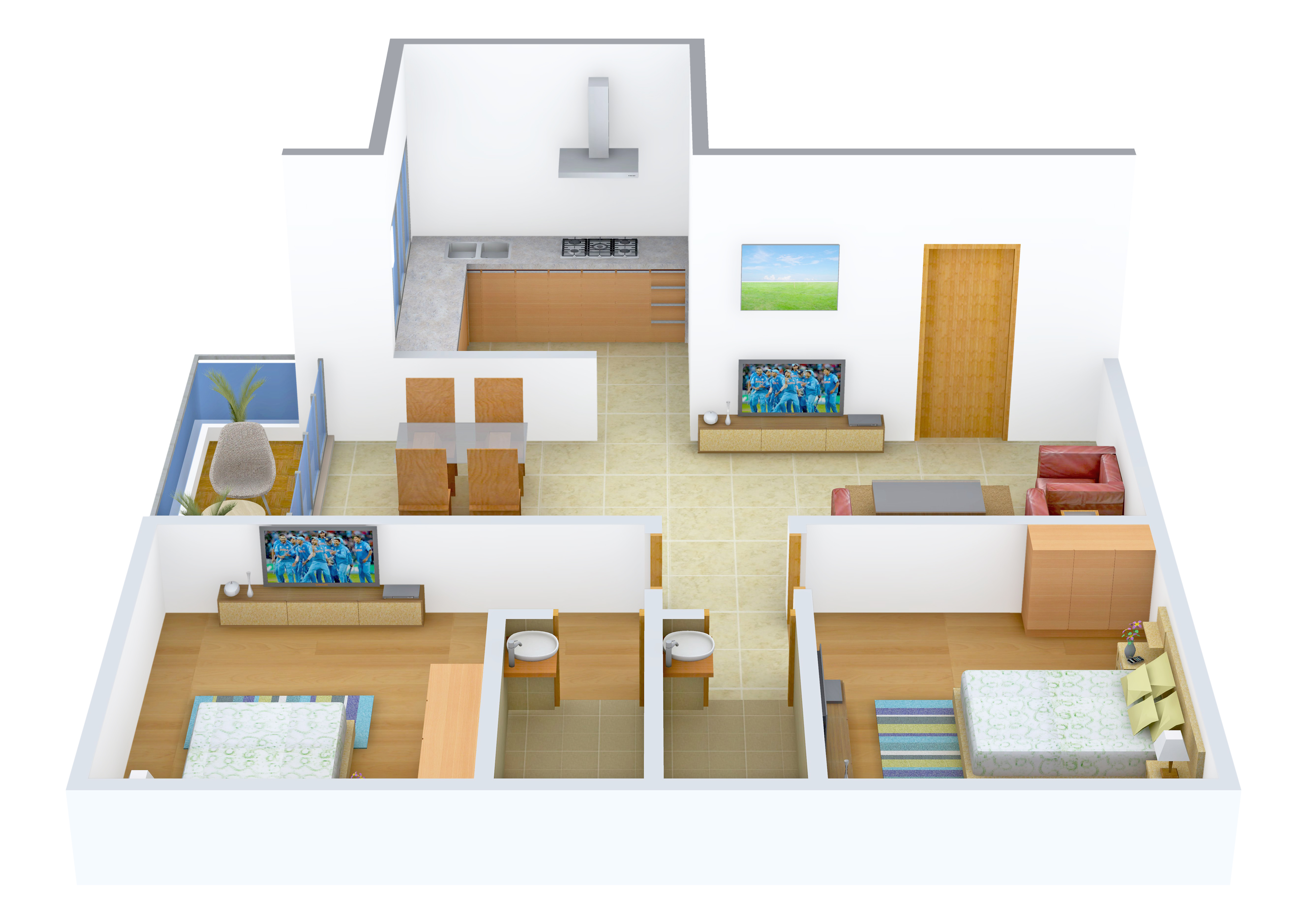 3DFloorPlan of S Raheja Gurukripa