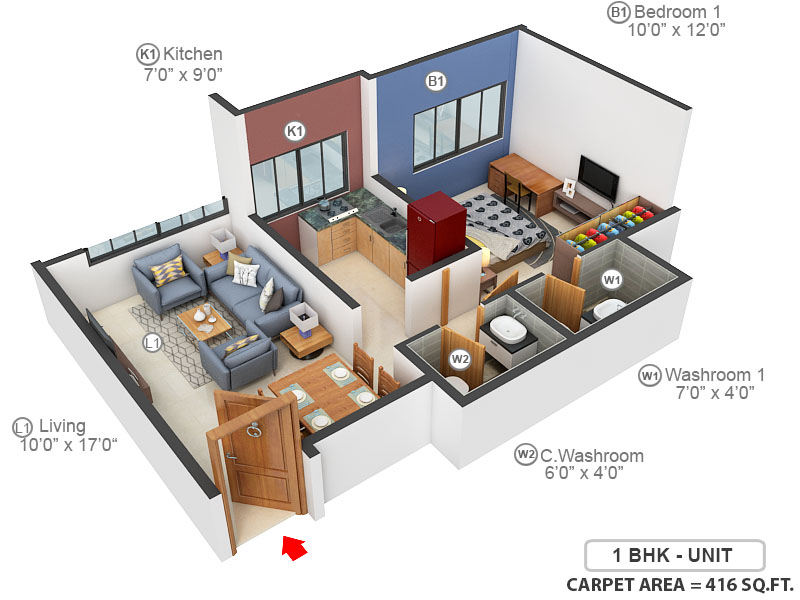 3DFloorPlan of Ashray Jaswanti Woods