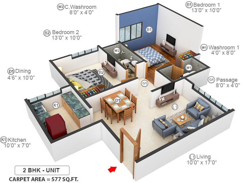 3DFloorPlan of Ashray Jaswanti Woods