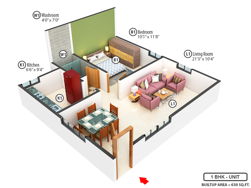 3DFloorPlan of Pragathi Royale II