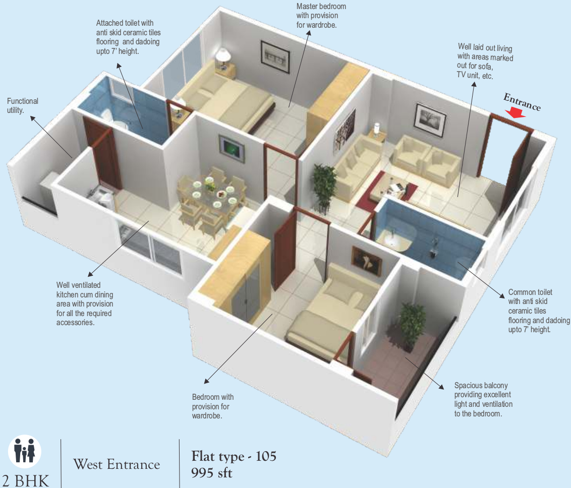 3DFloorPlan of Pragathi Royale II