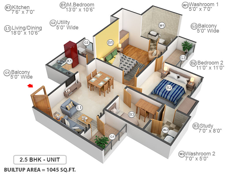 3DFloorPlan of Trident Embassy