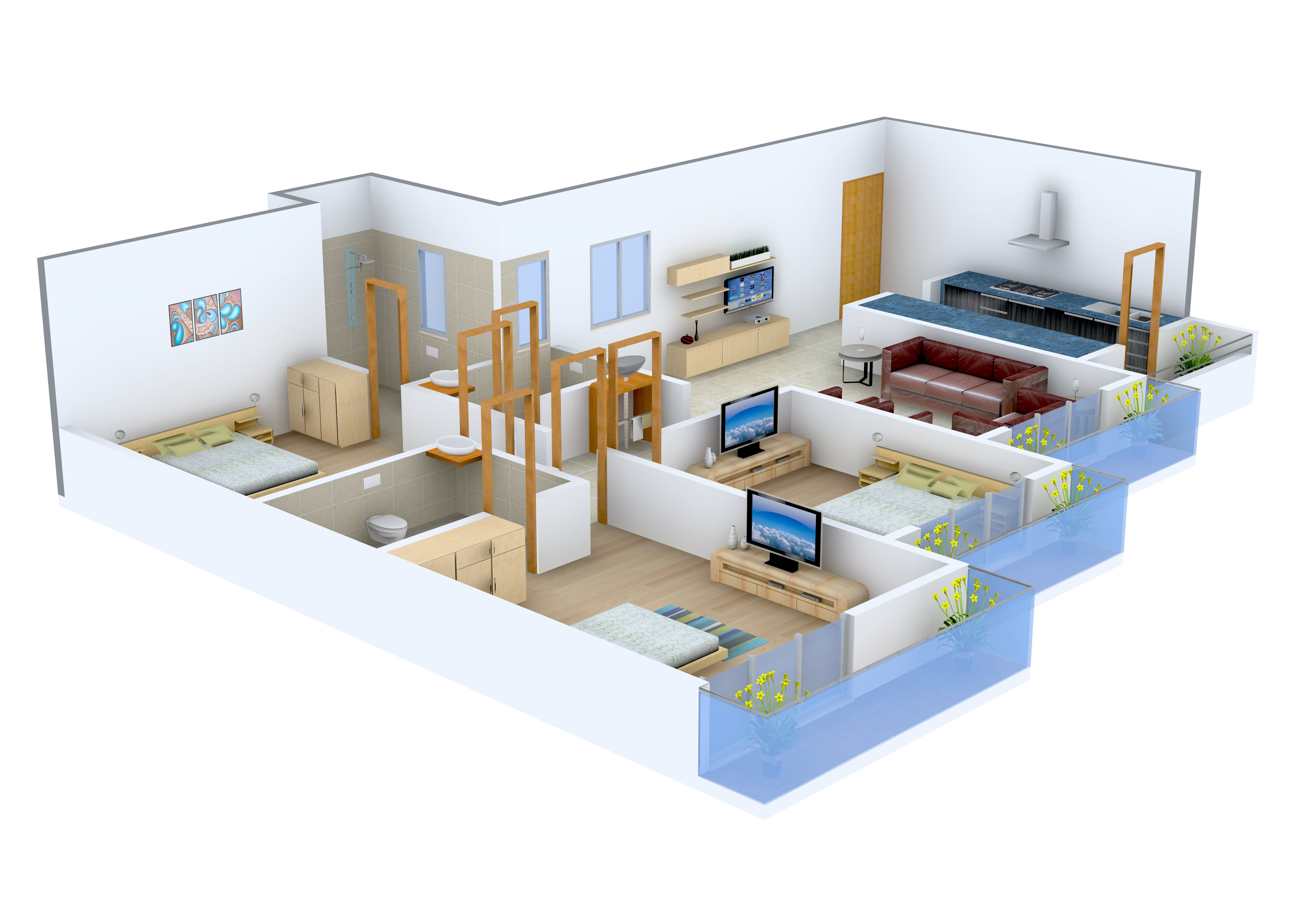 3DFloorPlan of DCPL Vishwadeep Heights