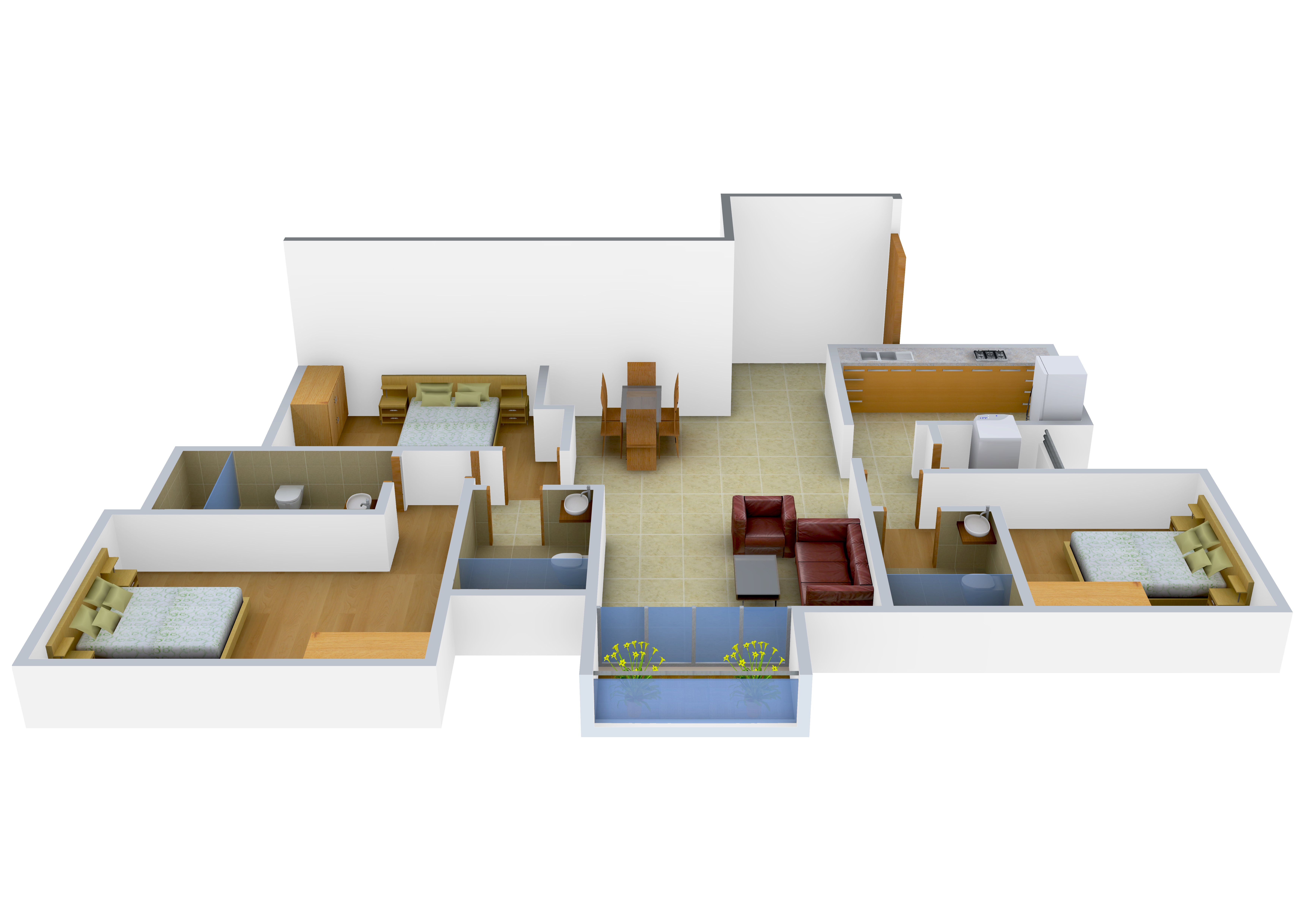 3DFloorPlan of Hiranandani Tiana
