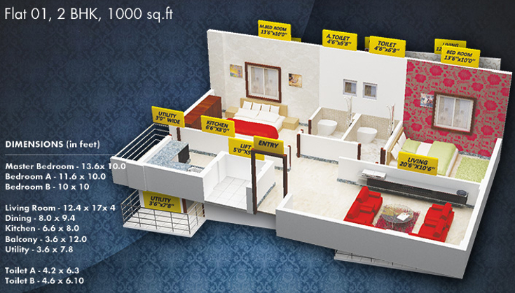 3DFloorPlan of Tirumala Prateek