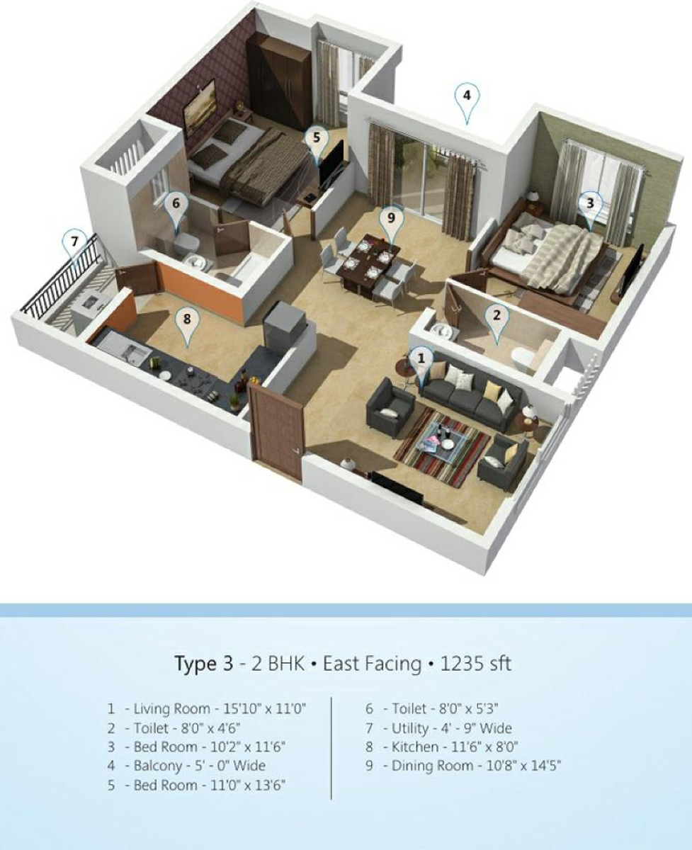 3DFloorPlan of Ramky One Kosmos