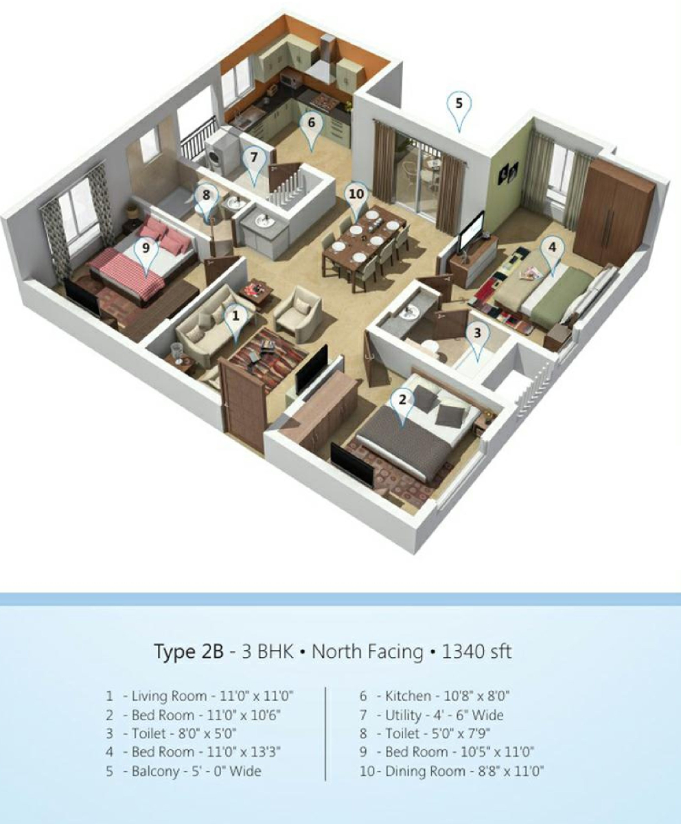 3DFloorPlan of Ramky One Kosmos