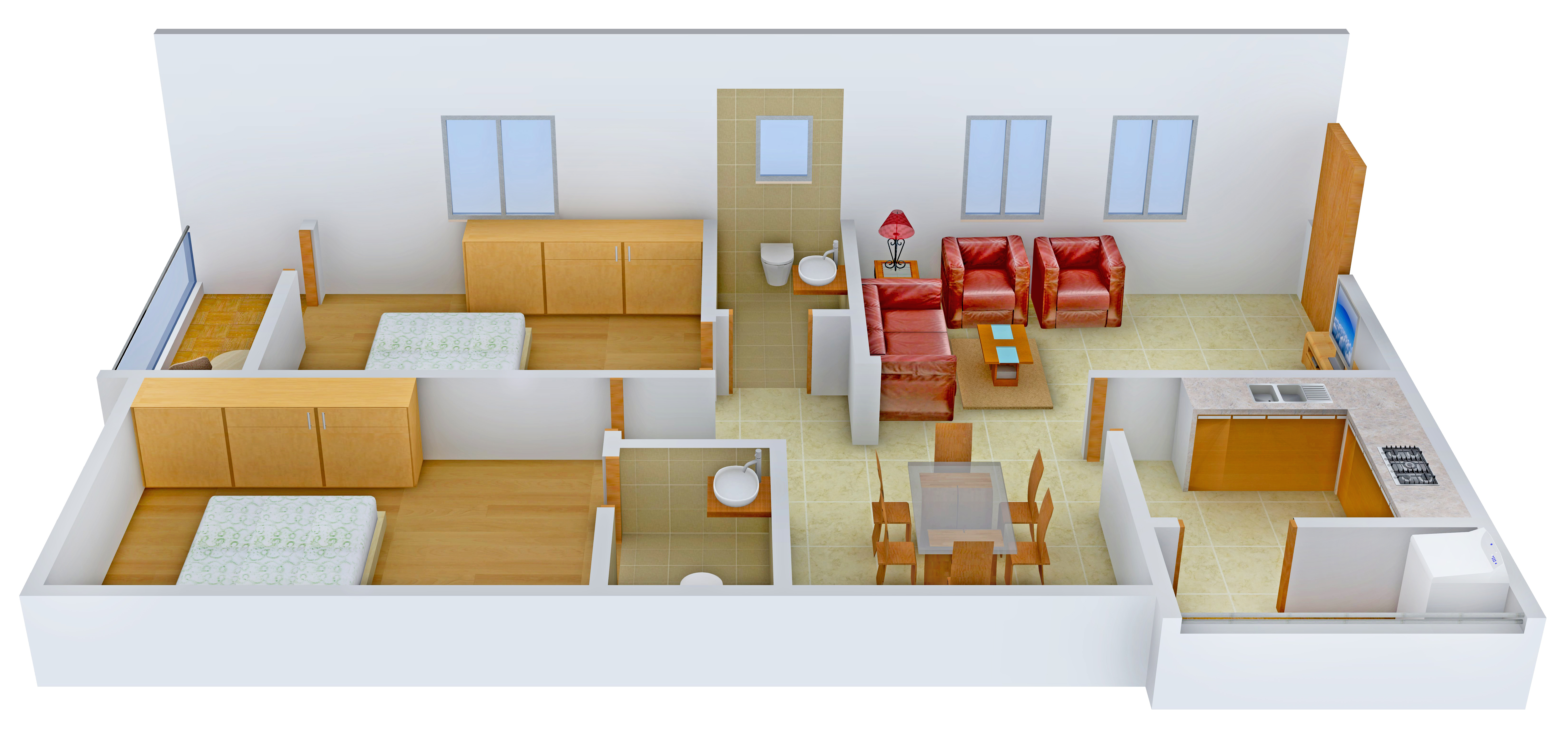 3DFloorPlan of Concrete Apple Lilly