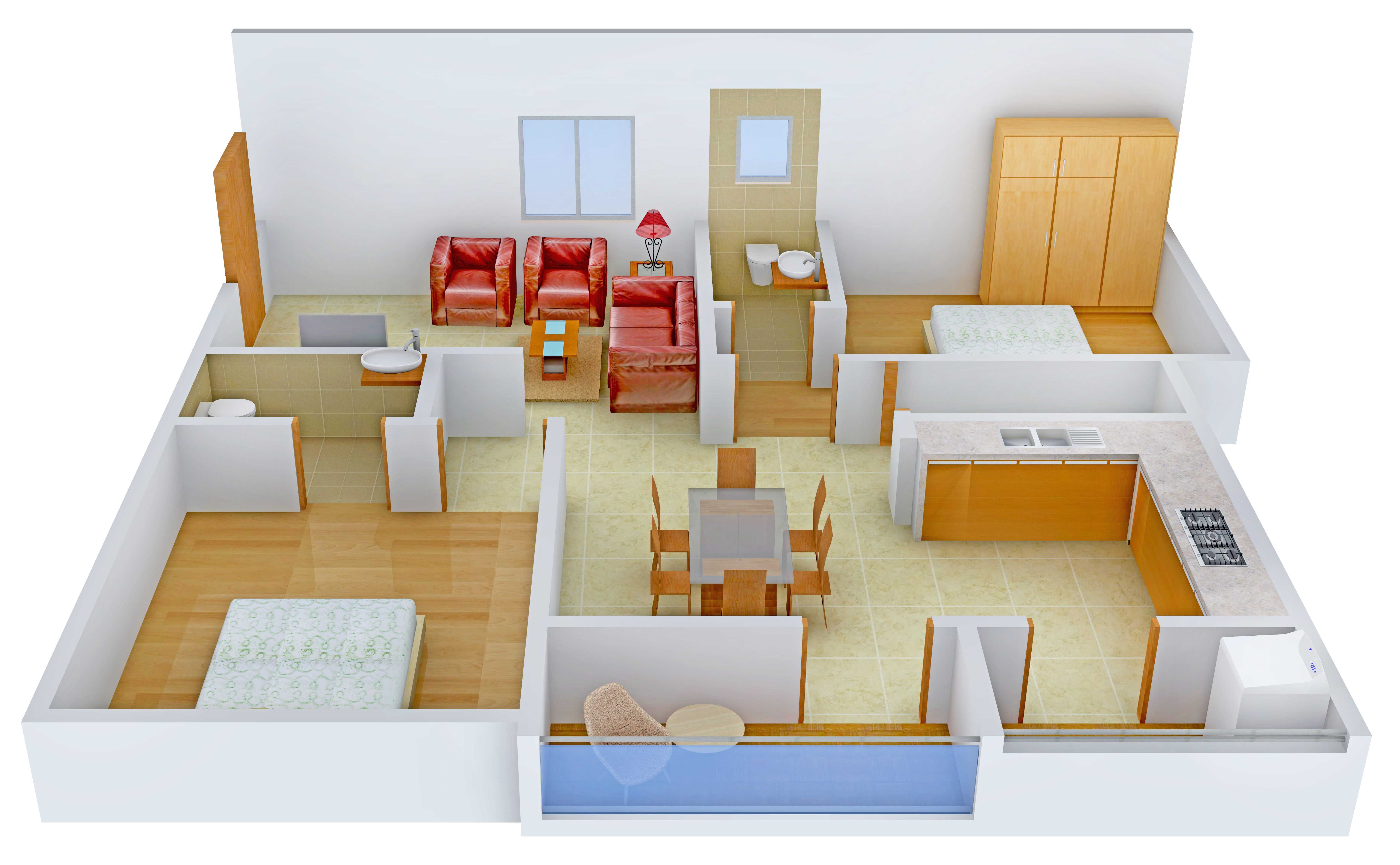 3DFloorPlan of Concrete Apple Lilly