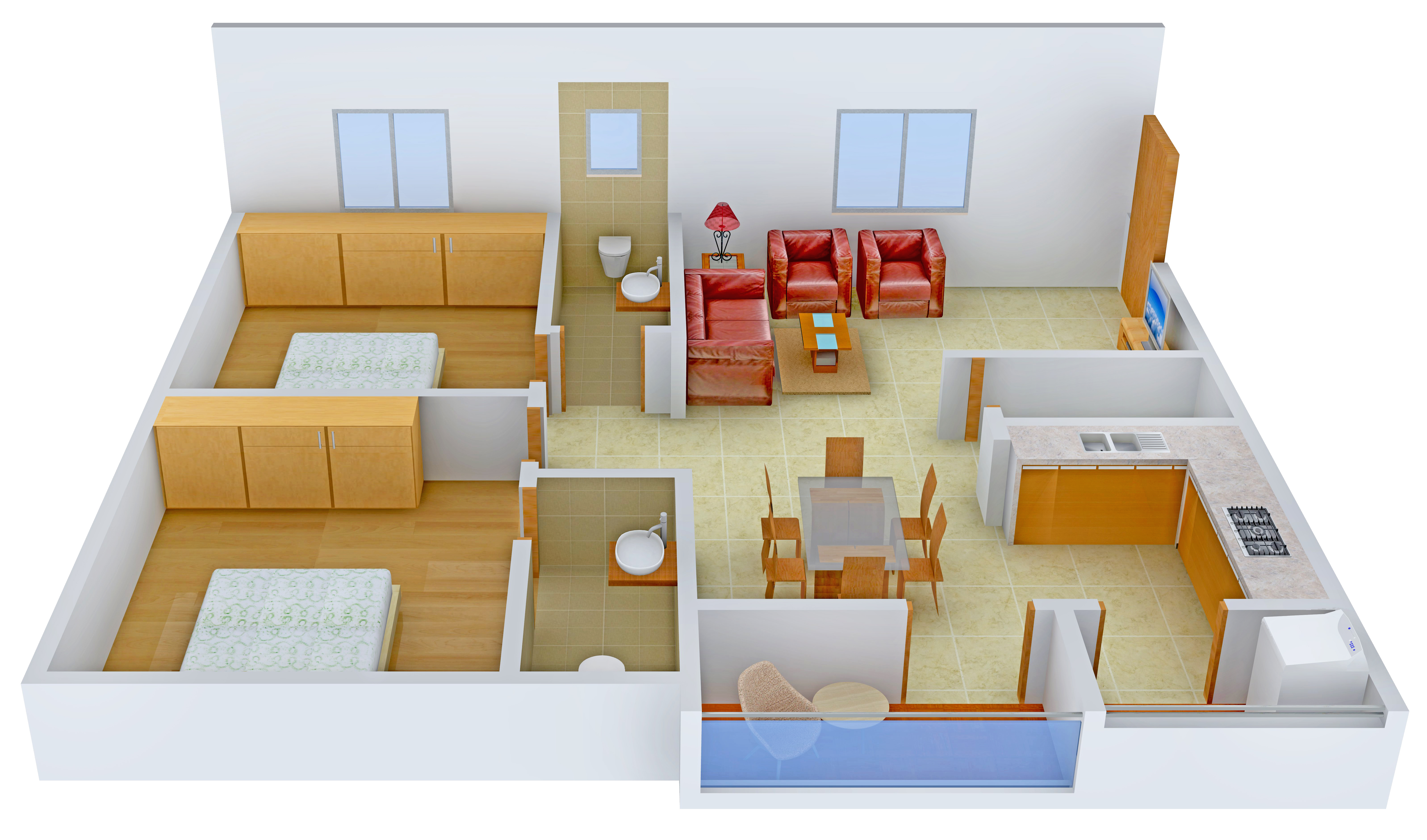 3DFloorPlan of Concrete Apple Lilly