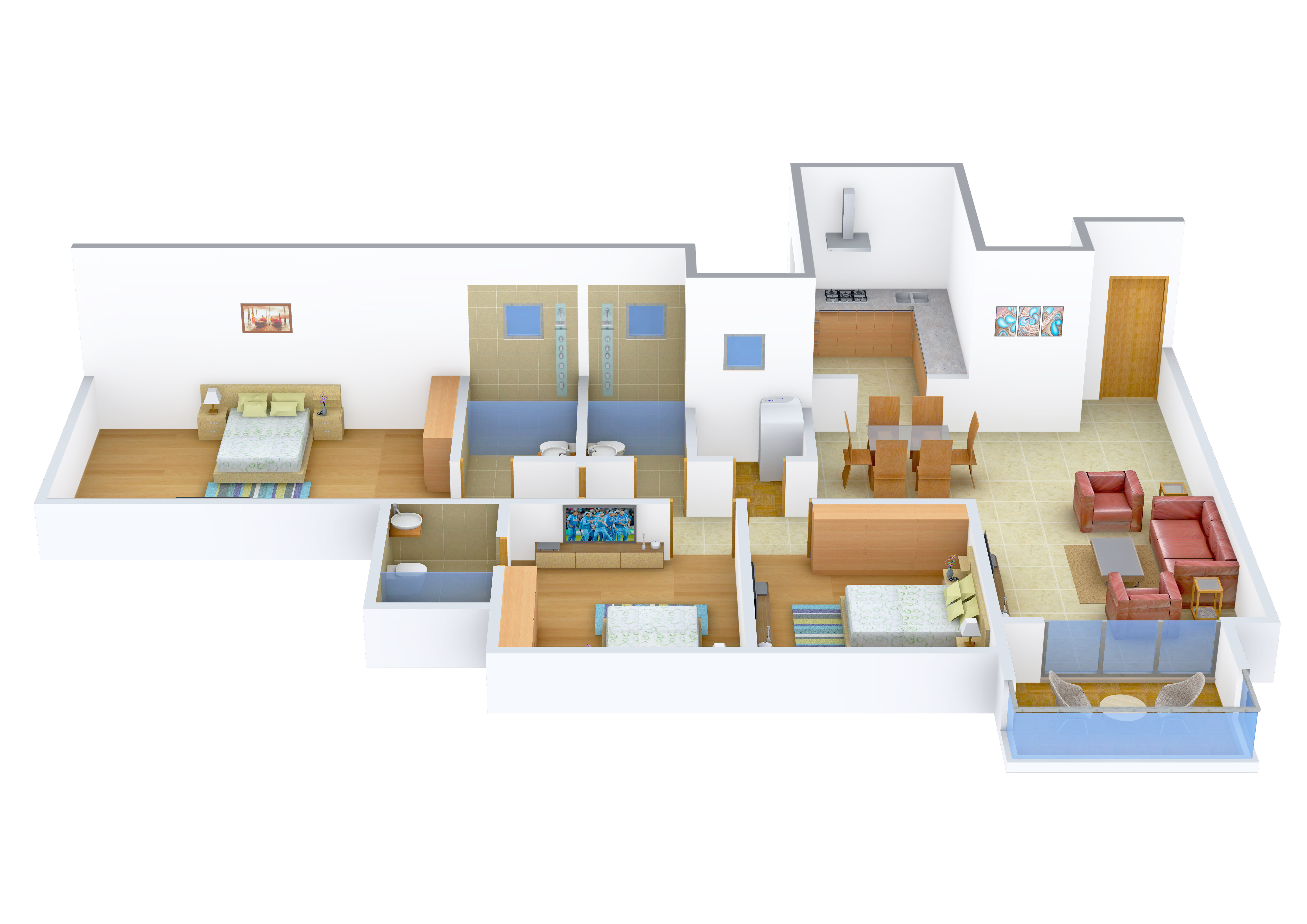 3DFloorPlan of Hiranandani Club Meadows