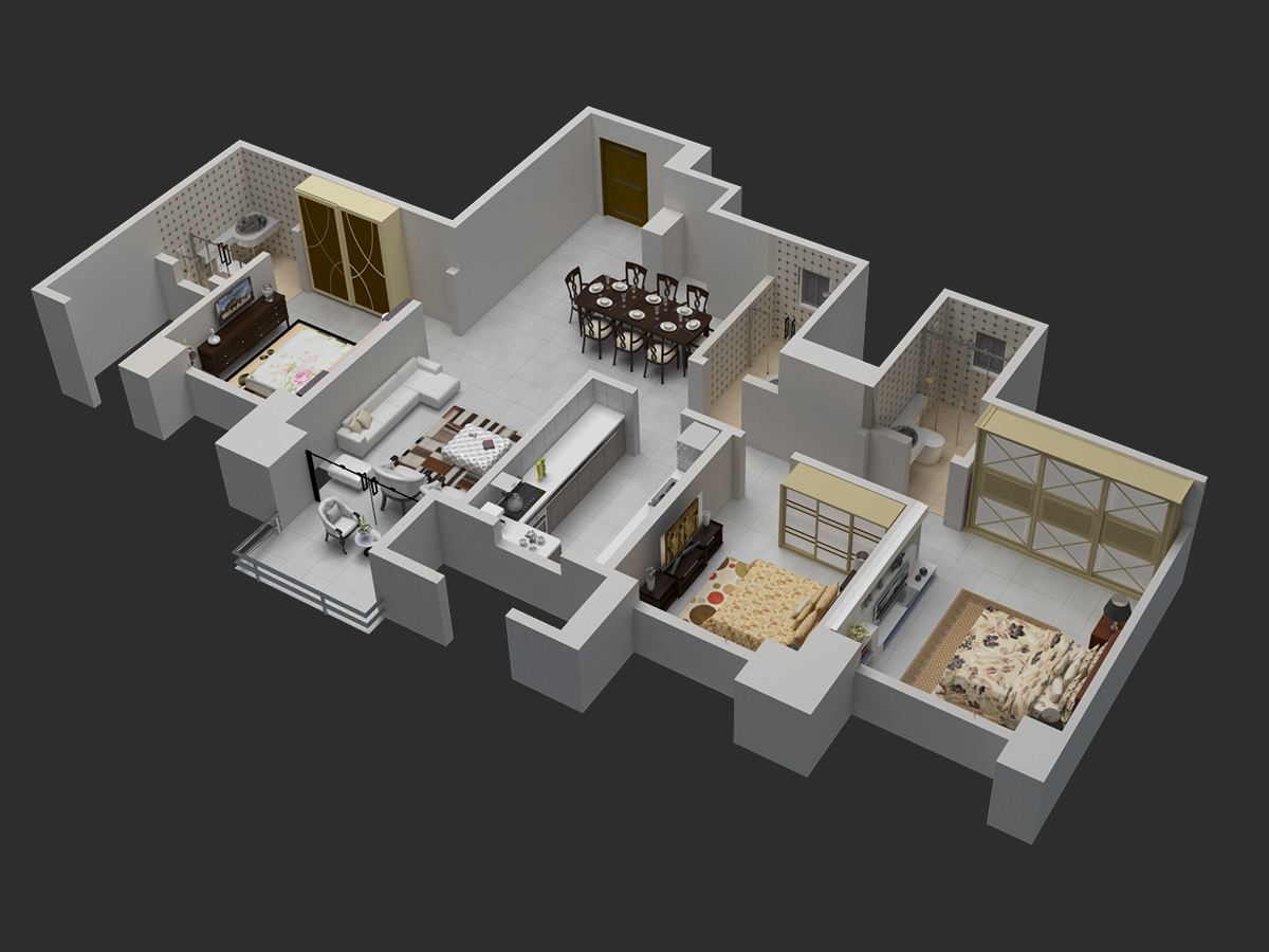 3DFloorPlan of Hiranandani Amalfi