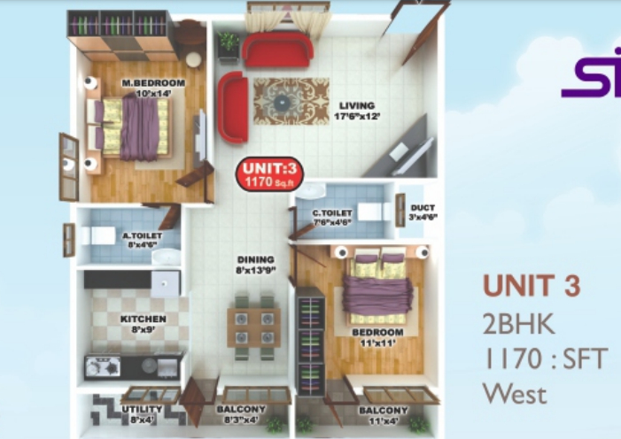 3DFloorPlan of Sunshine Silicon Citi