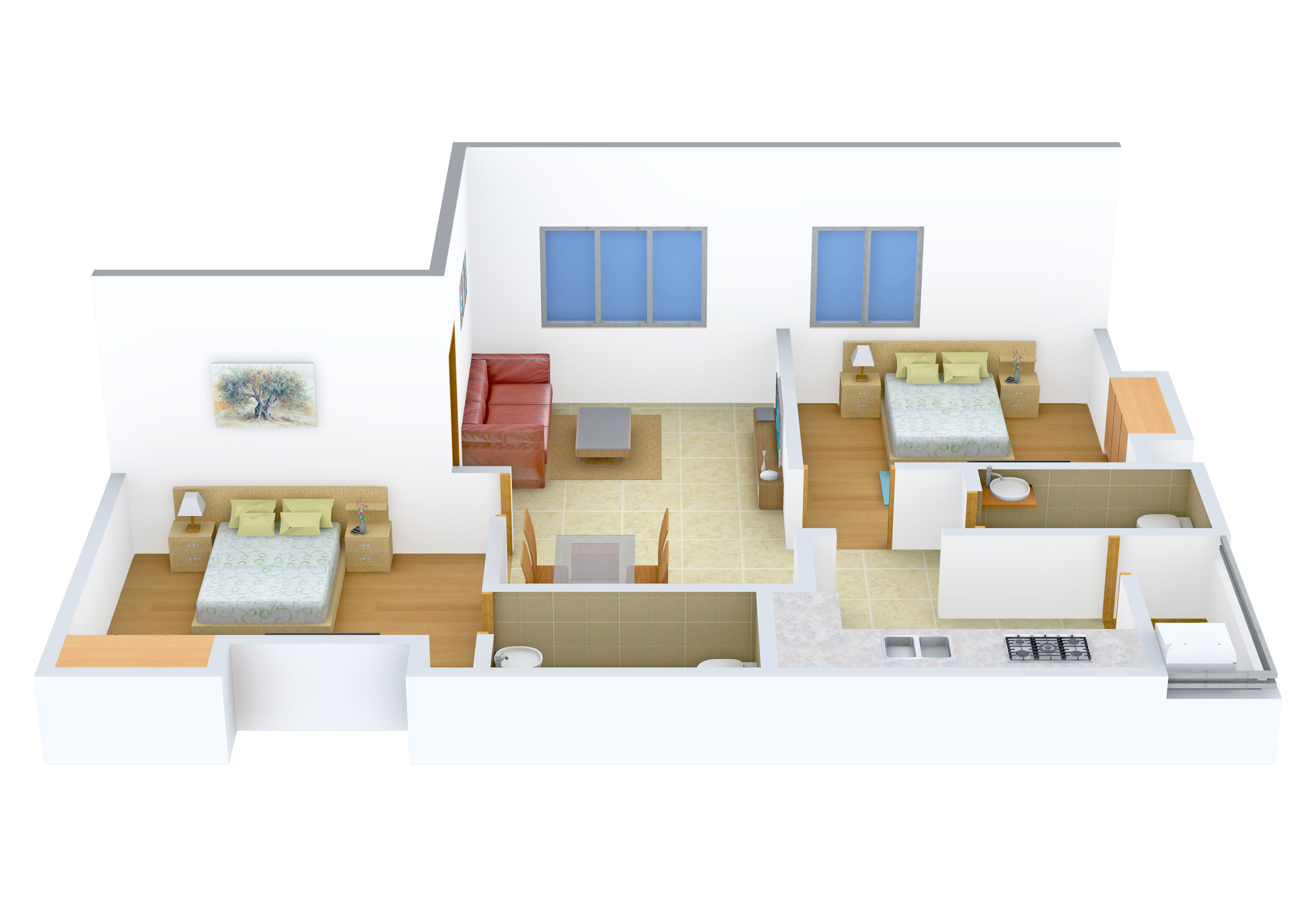 3DFloorPlan of Arrummula Constructions Sree Krishna Enclave