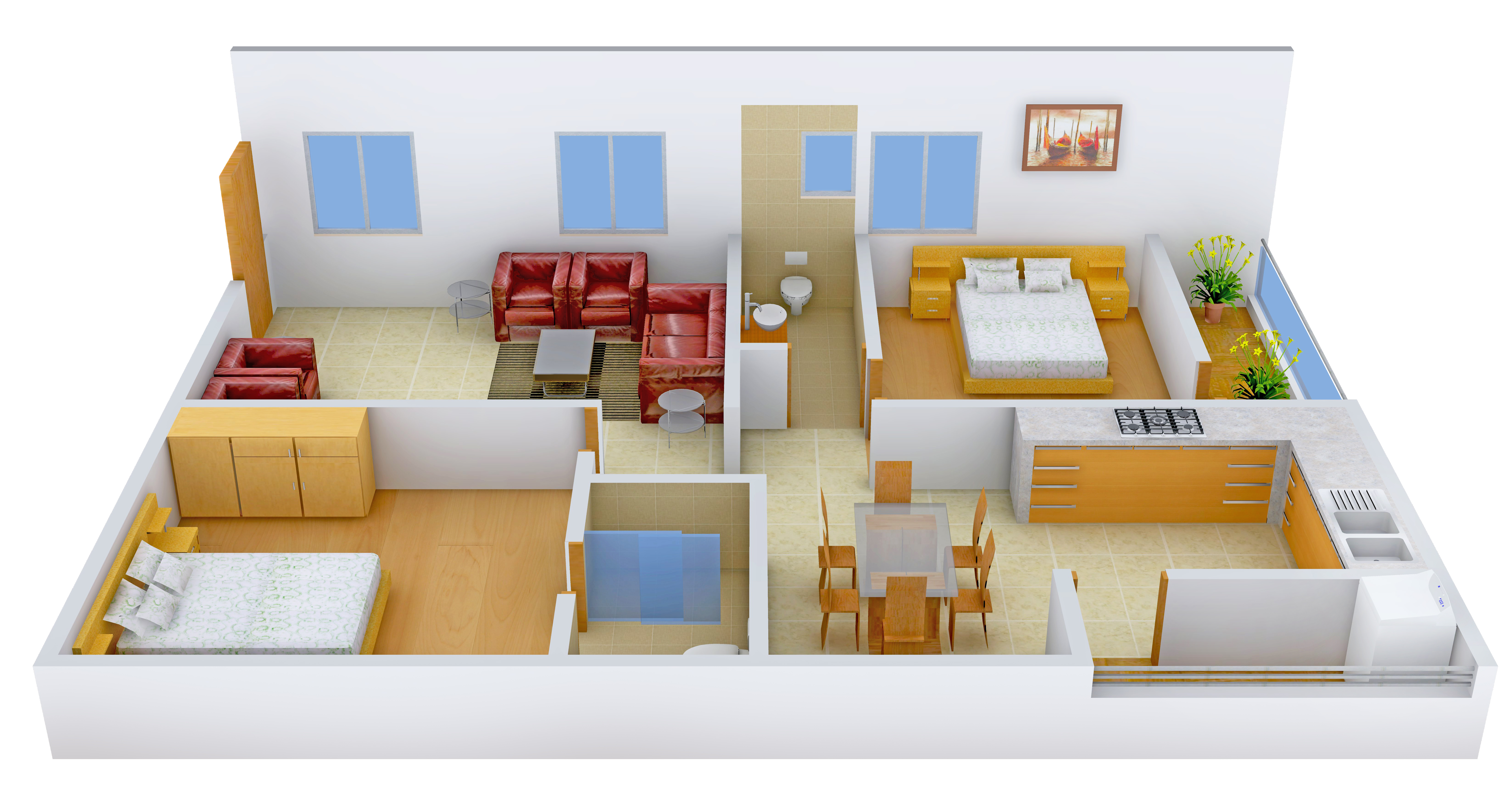 3DFloorPlan of V2 Vaibhav
