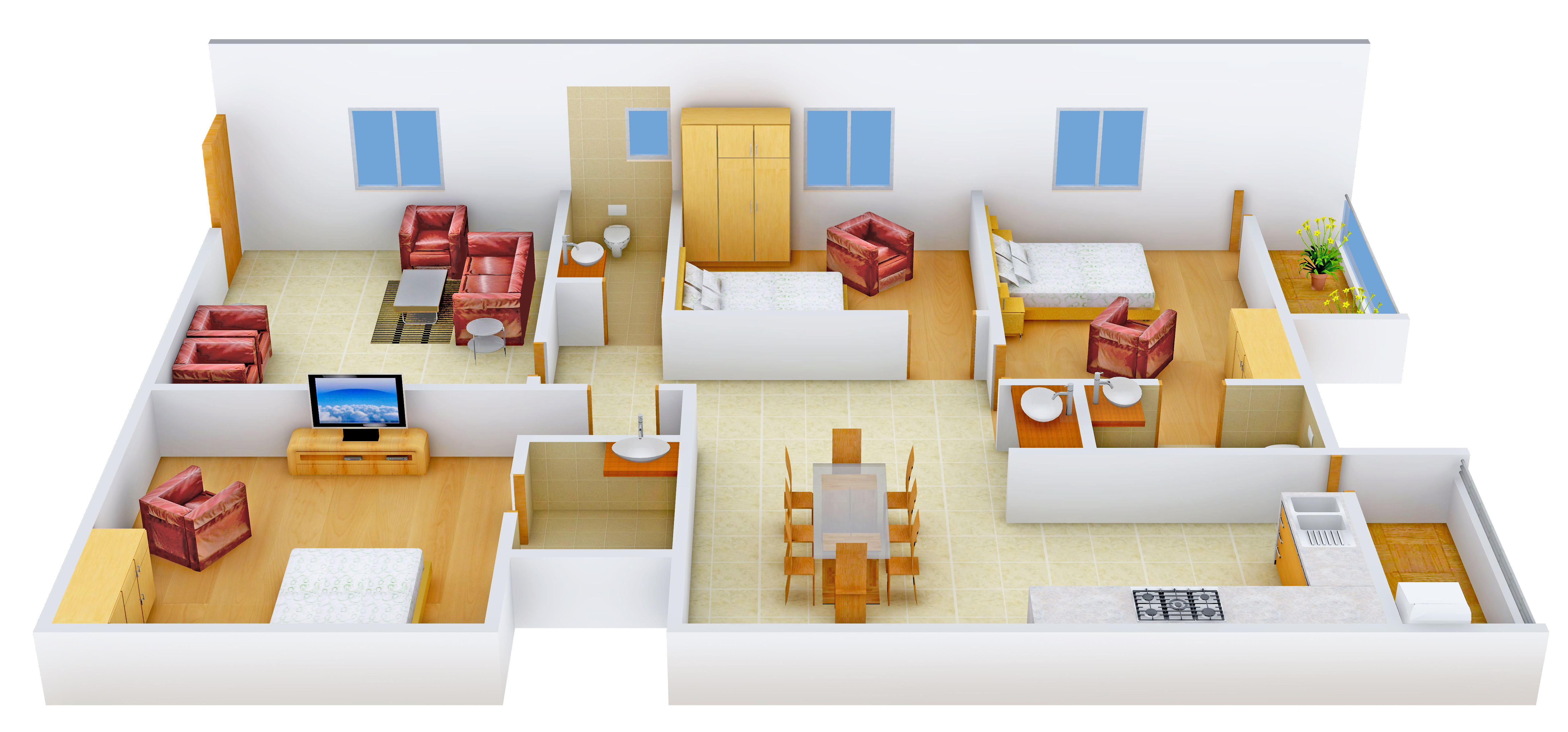 3DFloorPlan of V2 Vaibhav