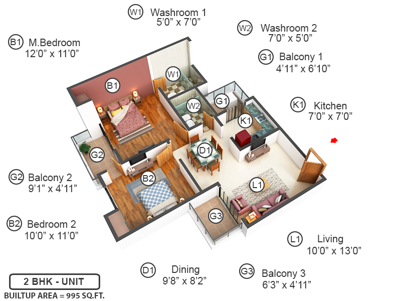 3DFloorPlan of Oasis Venetia Heights