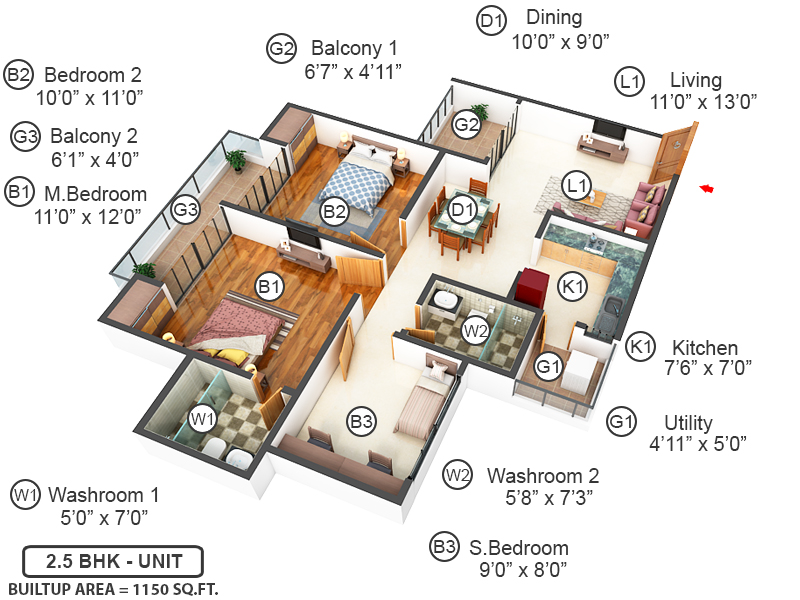 3DFloorPlan of Oasis Venetia Heights