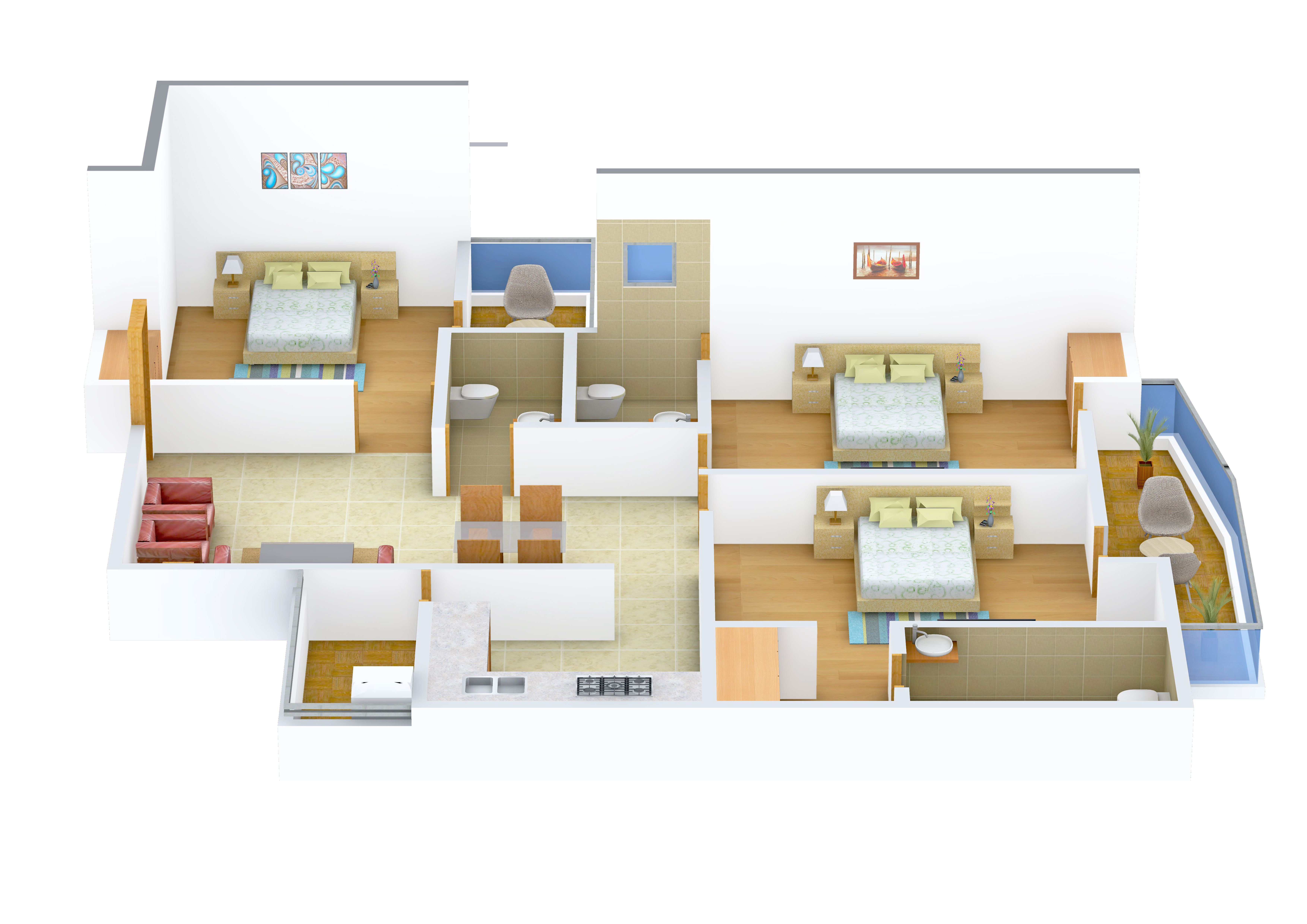 3DFloorPlan of Pushpanjali Seasons Phase 1