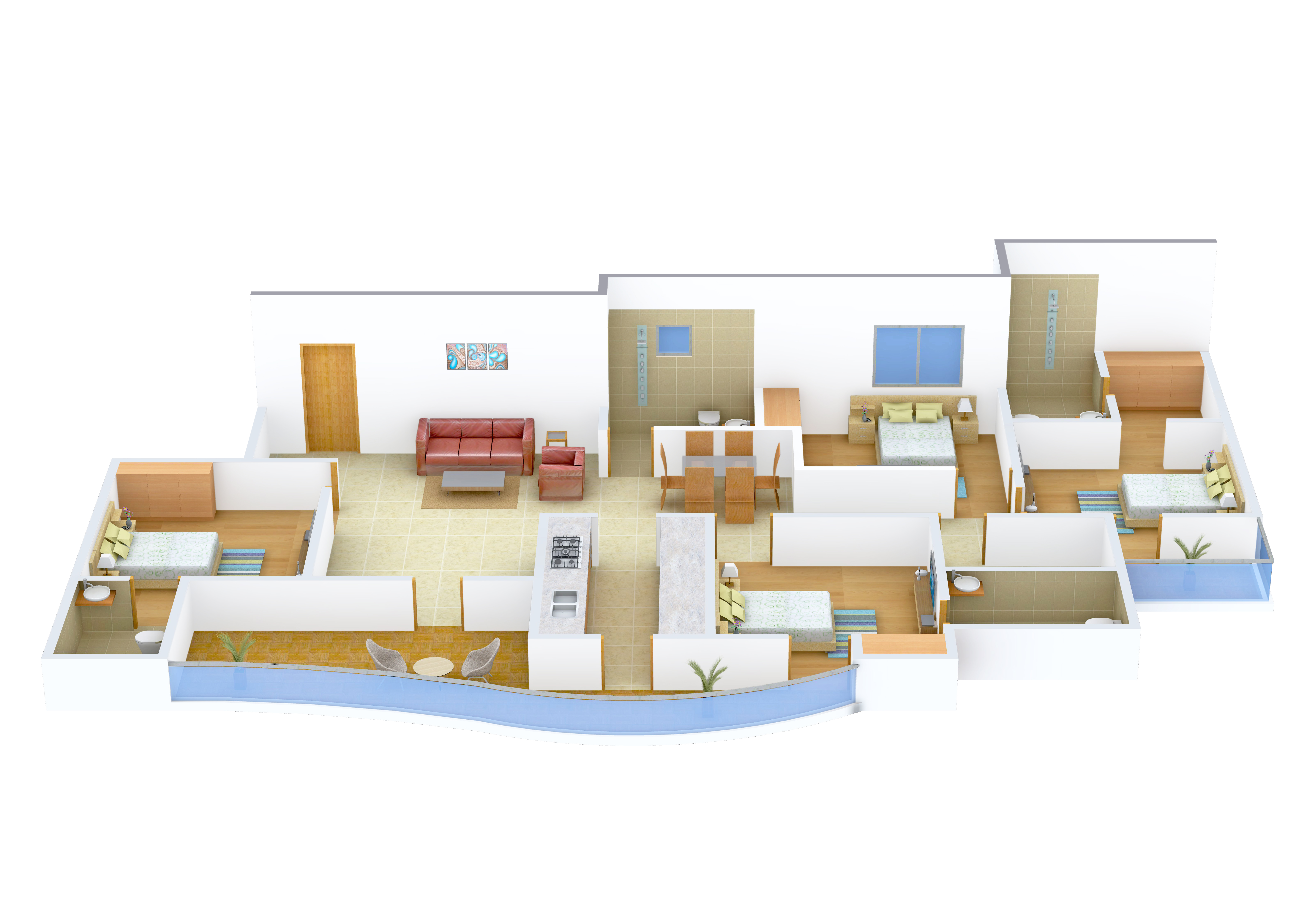 3DFloorPlan of Pushpanjali Seasons Phase 1