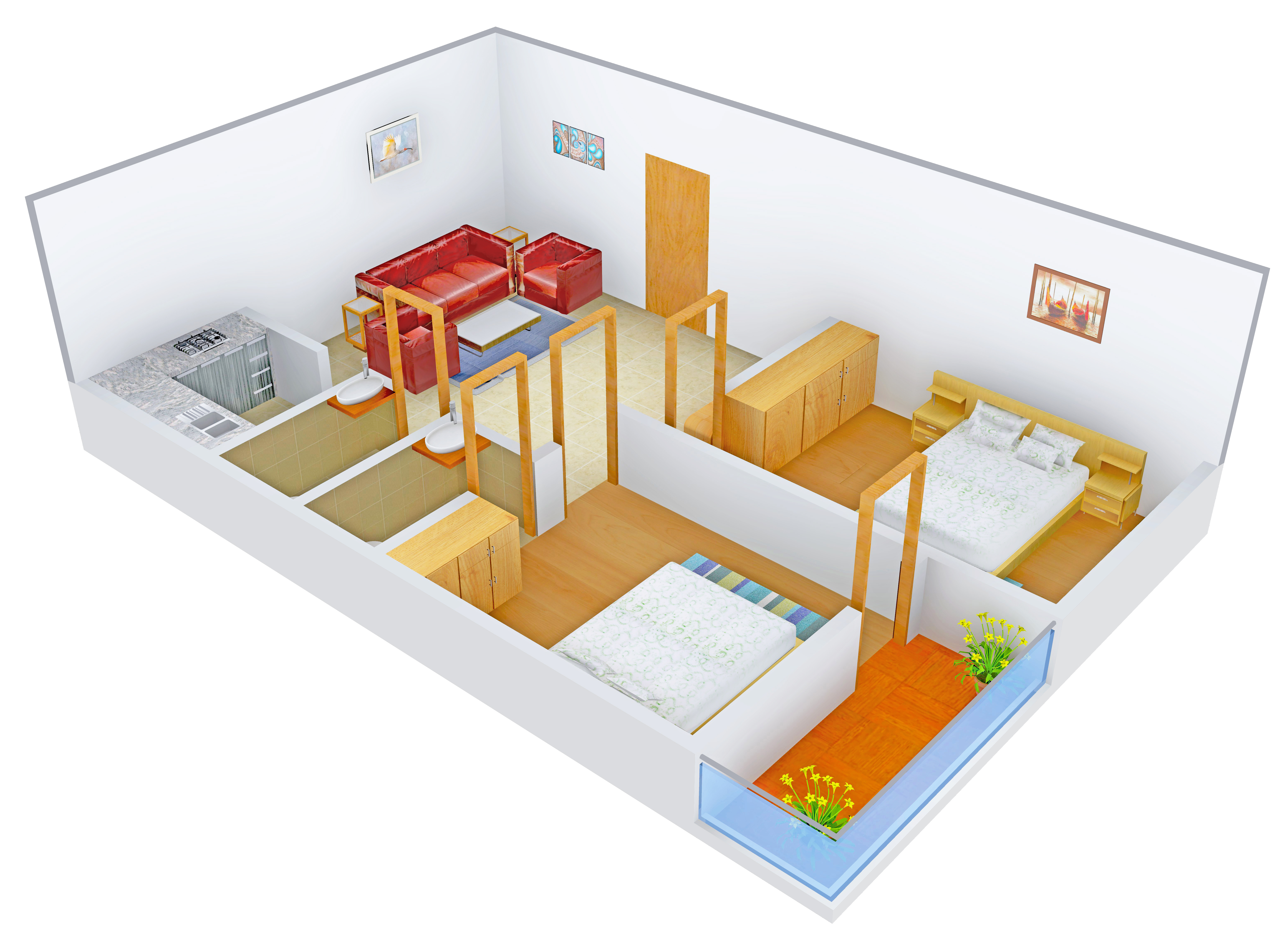 3DFloorPlan of Bengal Vasundhara Abaas
