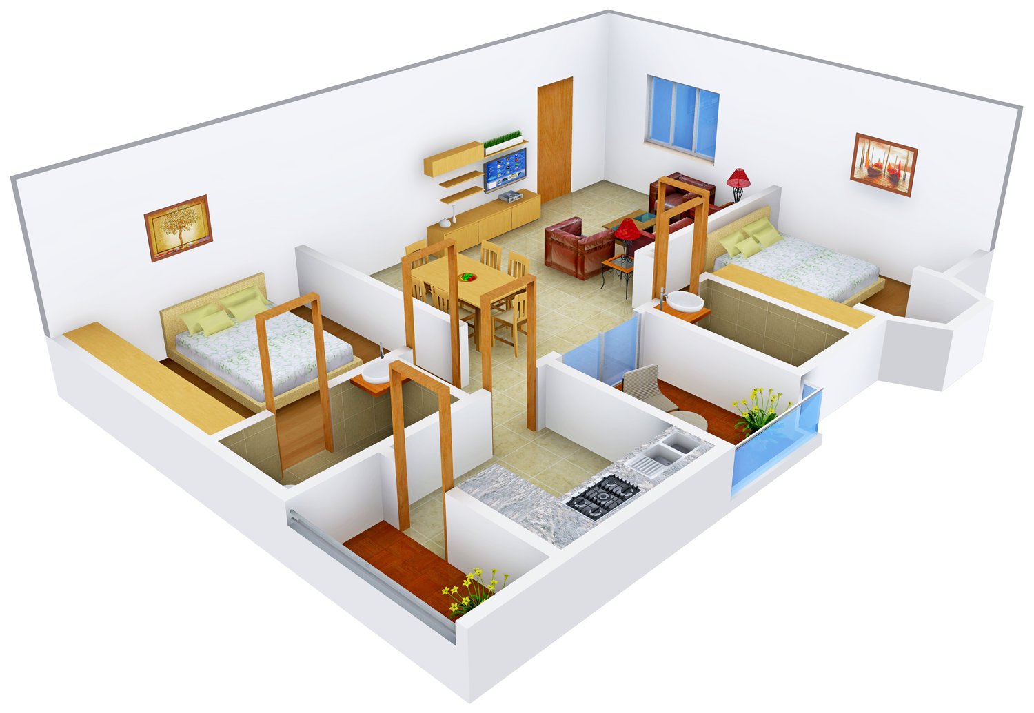 3DFloorPlan of Saudhaa Lotus Residency