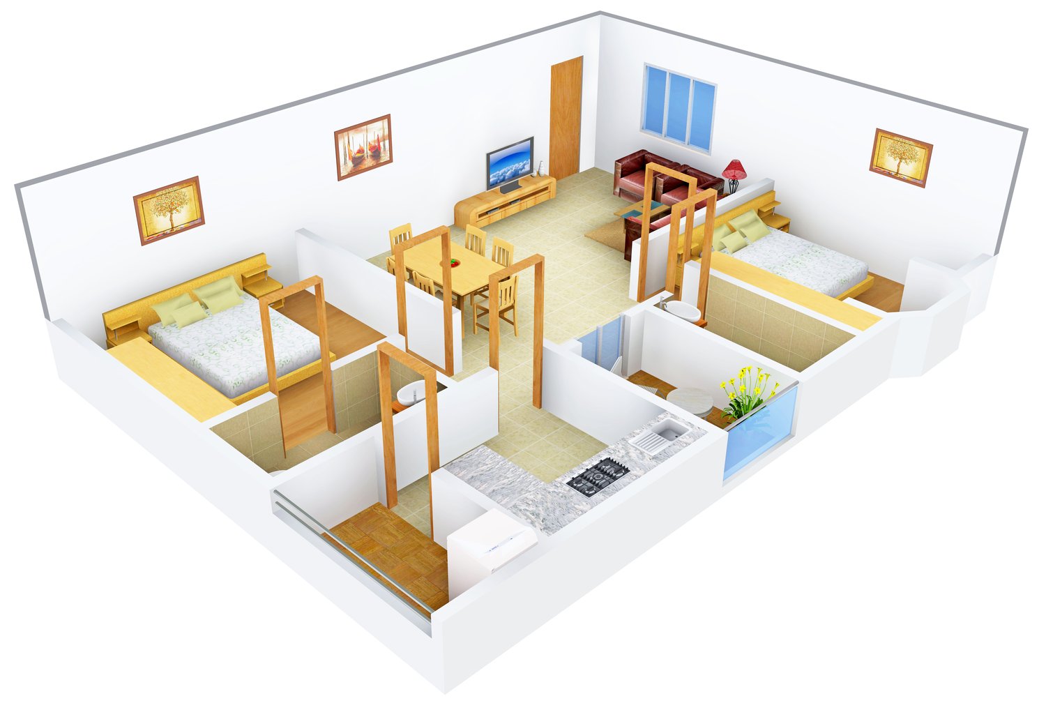 3DFloorPlan of Saudhaa Lotus Residency
