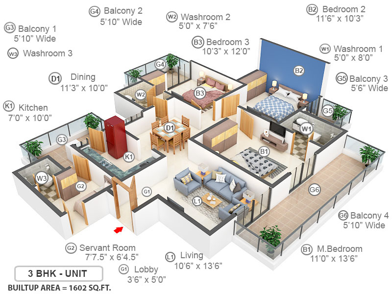 3DFloorPlan of KLJ Greens